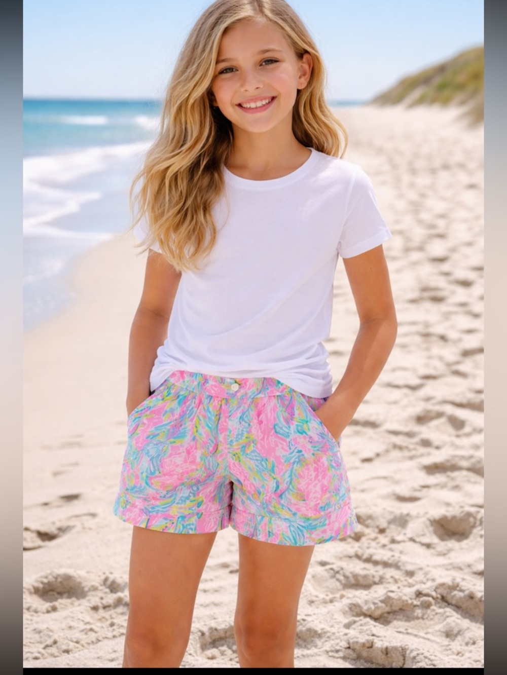 Lilly Pulitzer shorts with pockets.  Excellent pre-loved.  Youth Size 8-10.